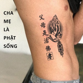 Hình Xăm Tạm Thời 15 Ngày Chữ Trung Cha Mẹ Là Phật Sống Funtattoo Chống Nước Size To FUNL-CMLPS