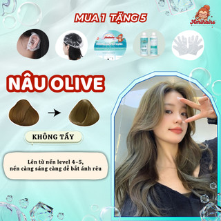 NÂU OLIVE AMIHAIRS [Tặng kèm 5 quà], Thuốc Nhuộm Tóc tại nhà Nâu Olive Amihairs, Thuốc Nhuộm Tóc Chất Lượng Cao Amihairs