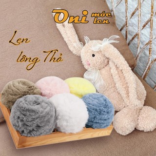  Len Lông Thỏ Mềm Mịn Len Làm Baby Three Thú Bông Jellycat Túi Nón Handmade Len Lông Xù 