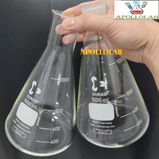 Bình tam giác thủy tinh 1000ml cổ trơn, cổ nhám 29/32 thí nghiệm