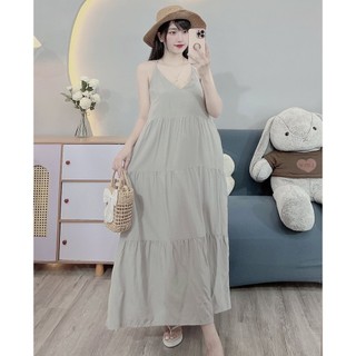 Váy Mặc Nhà - váy Ngủ ( váy 2 dây - 4 Tầng  ) chất liệu Lanh Lụa- mềm - mát