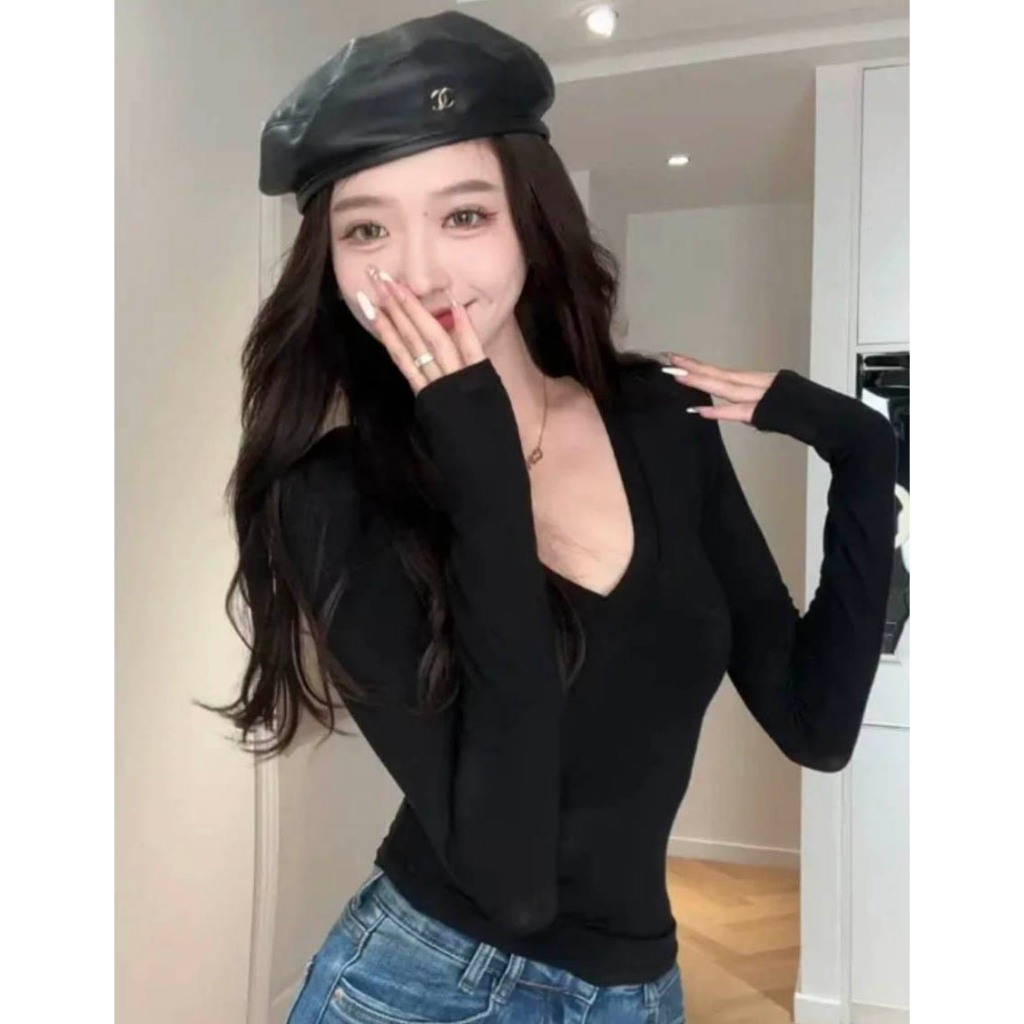 Áo Thun Ôm Body Nữ Form Trơn Basic Tay Dài Cô Tim Kiểu Dáng Thắt Eo Tôn Dáng Siêu Xinh Nhiều Màu | BigBuy360 - bigbuy360.vn