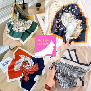  Khăn lụa vuông 70- Khăn turban quàng cổ làm áo yếm lụa Chiffon- Họa tiết hottrend 