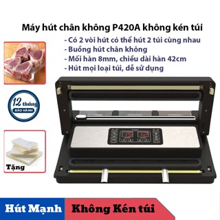 Máy Hút Chân Không Không Kén Túi GUNSSI Pw420A [Tặng Túi]- 2 Vòi Hút Khoẻ, Đường Hàn 42Cm, Hút Khô Và Ướt.
