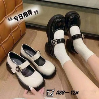 Giày lolita nữ đính hoa đế cao gót vuông mũi tròn,Marry jane quai ngang ,chất ra bóng cao cấp