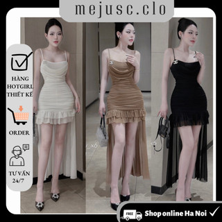 Đầm Thiết Kế Dáng Dài Ôm Body Hai Dây Lưới Cổ Đổ Vạt Đuôi Dài Đi Chơi Đi Tiệc Sang Trọng M161