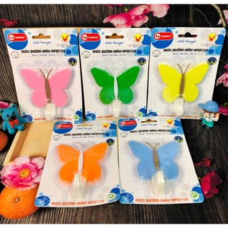 Móc bướm màu HPG118 dán dính tường hình dáng dễ thương - Móc nhựa cao cấp HOFACO