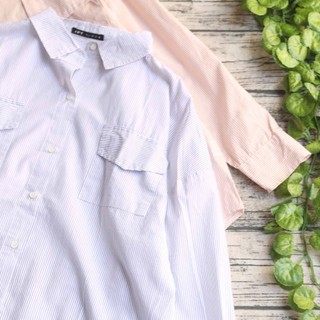 ÁO SƠ MI SỌC OVERSIZE CÓ TÚI