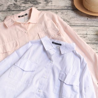 ÁO SƠ MI SỌC OVERSIZE CÓ TÚI