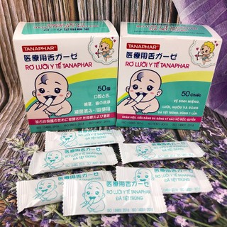 Gạc rơ lưỡi Tanaphar 50 chiếc/ hộp đã được tiệt trùng - Rơ lưỡi tiệt trùng TANAPHAR cho bé