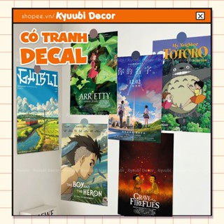 Tranh poster decal Anime - Studio Ghibli - Totoro A4 sẵn keo cực nét, in theo yêu cầu tranh trang trí dán tường