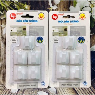 Móc 5 vuông HPG97 - Móc treo dán tường, trang trí nhà cửa bằng nhựa HOFACO