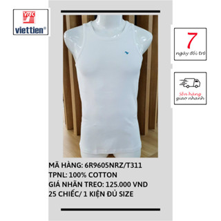 Viettien - Áo thun lót NAM, màu TRẮNG, 100% COTTON (2 MẪU)