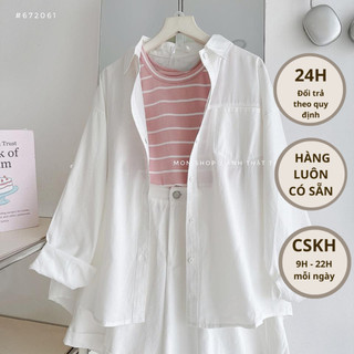 Sơ mi trắng tay dài 1 vạch ngang 6606 #672061