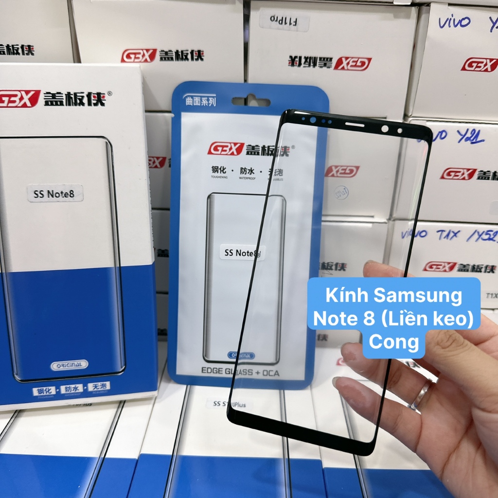 Kính ép Samsung Note 8 liền keo Oca zin (Cong)