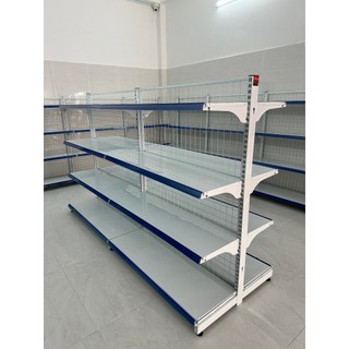  Kệ siêu thị kệ đôi   Cao 150 x Dài 120 x Rộng 70cm  x 4 tầng 2 mặt Bộ nối tiếp 