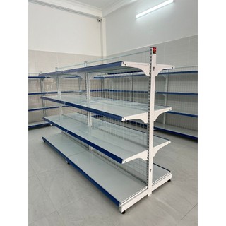  Kệ siêu thị kệ đôi   Cao 1m2 x Dài 1m2 x Rộng 0.7m  x 4 tầng 2 mặt Bộ nối tiếp 