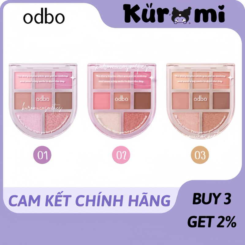 [ODBO] Bảng Phấn mắt 8 Ô Odbo Romance Mood Eye Palette OD2023 gồm ánh nhũ và màu lì hàng chuẩn nội đ