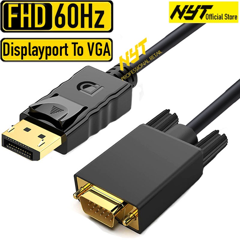 Dây Displayport Sang VGA NYT Tròn Dẻo Hỗ Trợ FullHD 1080P 60Hz