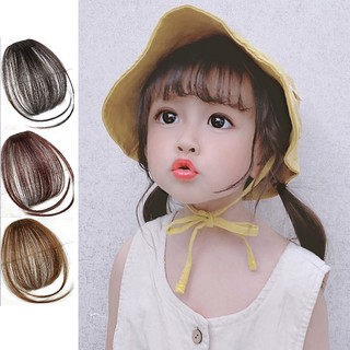 Kẹp Tóc Giả Cho Bé Gái Mái Trước Thưa - có sợi dài 2 bên - 2 màu Đen và Nâu Đậm !