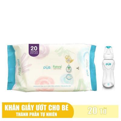 COMBO PUR - Bình Advanced (60, 125, 250) cho bé + Núm ti Comfort mềm vừa + Khăn ướt 20 tờ