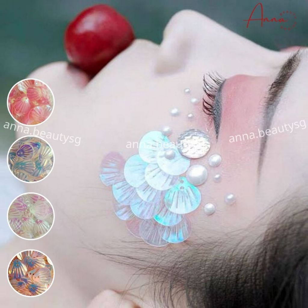 Vảy cá hologram, vỏ sò trang trí, phụ kiện make up mặt, hóa trang cosplay cổ trang tái sử dụng