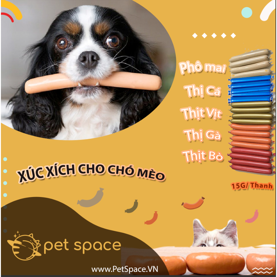 Xúc xích cho chó mèo, xúc xích dinh dưỡng 15gr cho chó mèo bánh thưởng chó mèo