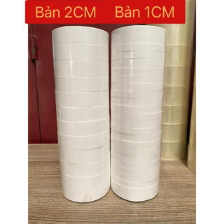 Combo 10 cuộn bản 1cm-2cm băng dính 2 mặt loại tốt nhiều keo dính