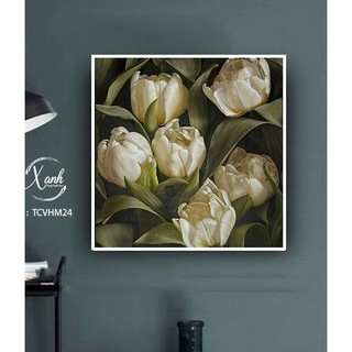 tranh canvas hoa Tulip trang trí sang trọng tinh tế 60x60 cm