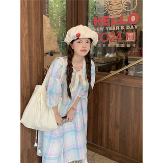 Váy Sơmi Phối Màu Buộc Nơ