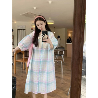 Váy Sơmi Phối Màu Buộc Nơ