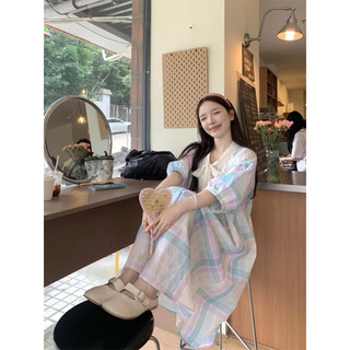 Váy Sơmi Phối Màu Buộc Nơ