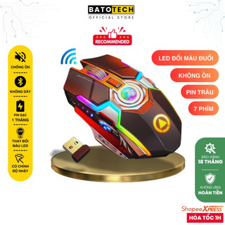 Chuột không dây A5Pro BATOTECH led RBG đổi màu đuổi cực đẹp, pin sạc dùng 3 tuần, 7 phím gaming