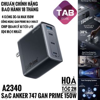 Sạc Anker 747 150w [Gan Prime] IQ4.0 3C+1A - A2340 (Bảo Hành 18 Tháng)