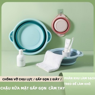 Thau Gấp Gọn, Chậu Xếp Gọn Silicon Mang Đi Du Lịch - Thau Rửa Mặt Cho Sinh Viên Tiện Lợi Đa Năng