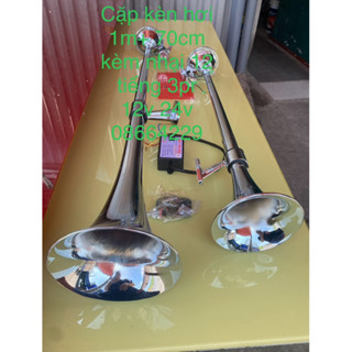 Cặp kèn hơi 1m+ 70cm kèm nhại 12 tiếng 3pr   có clip thử  cho xe tải xe khách có bình hơi 