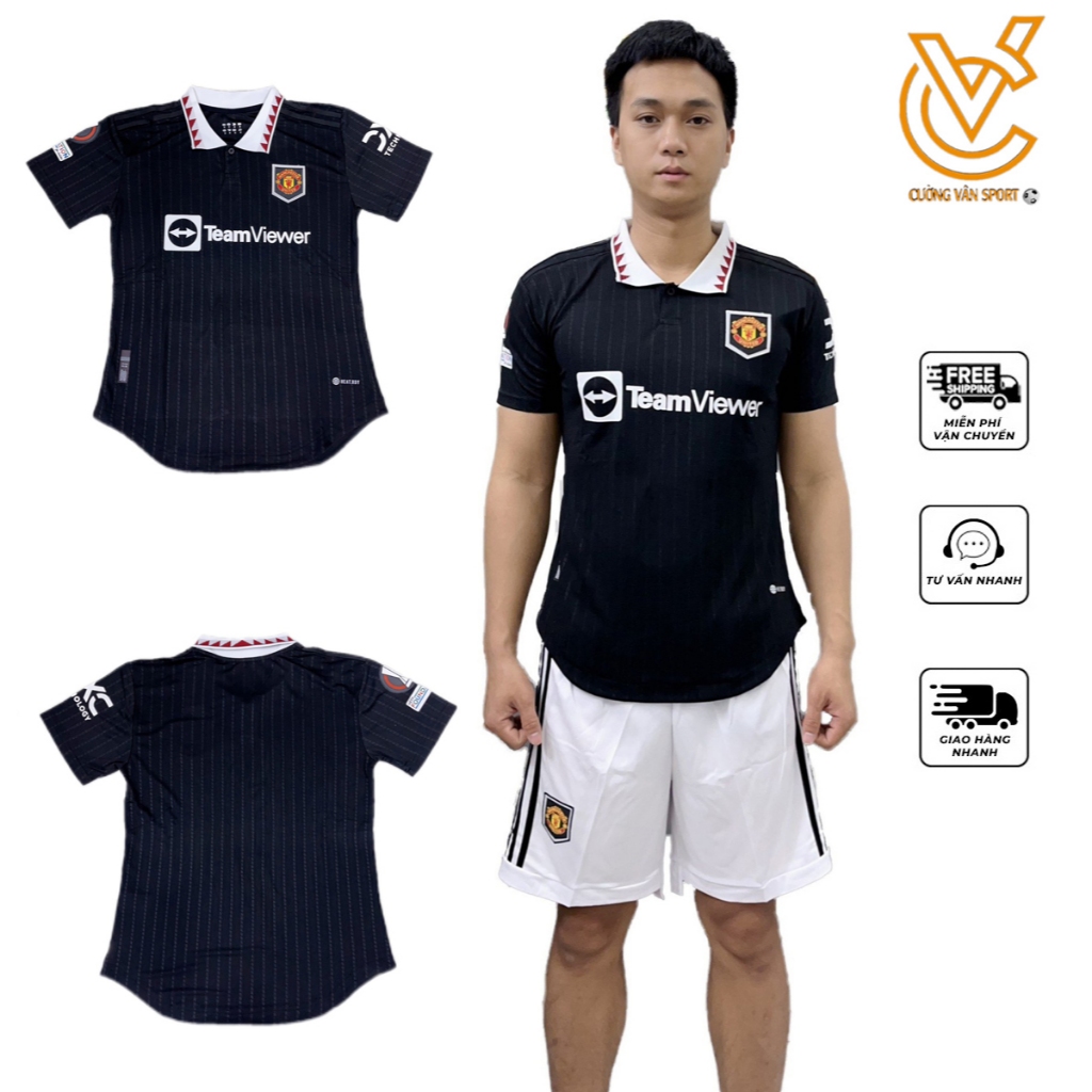 Áo bóng đá,đồ đá banh mu đen có cổ chất vải THÁI cao cấp,fom âu