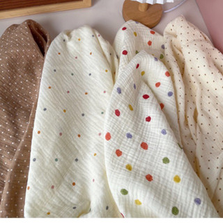 vải xô muslin cao cấp chấm bi vải 2 lớp loại 1 mềm mịn may đồ ngủ siêu xinh
