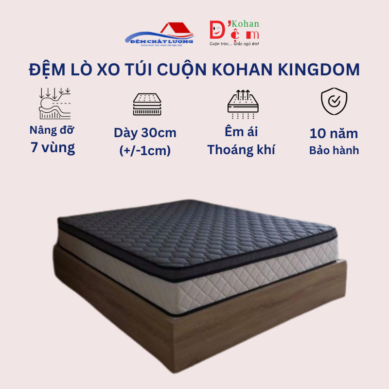 Đệm lò xo túi cuộn Kohan D'louis Kingdom cao 30cm giá siêu rẻ siêu thoáng