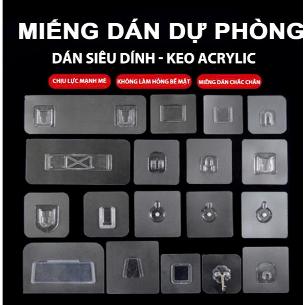 10 CÁI --Miếng Dán Tường Thay Thế Dự Phòng Cho Kệ Remote,, Kệ Nhả Kem Kệ Nhà Tắm--10 CÁI -