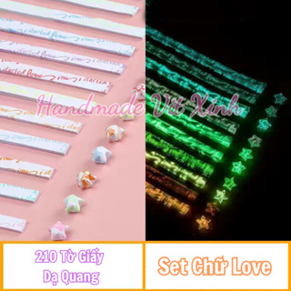 Giấy gấp sao dạ quang | Giấy gấp sao phát sáng | 210 tờ giấy gấp sao dạ quang | Lọ điều ước | Handmade Vit Xinh
