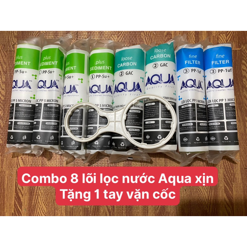 [Combo 8 lõi lọc nước Aqua cá xịn] ,4 lõi số 1, 2 lõi số 2, 2 lõi số 3, 1 tay vặn cốc