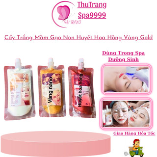 Cấy trắng collagen, mầm gạo non | vàng nano, huyết hoa hồng cấy trắng collagen trắng mịn da