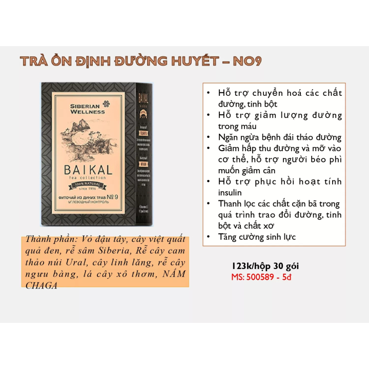 [Trà tiểu đường N9] Trà thảo mộc Siberian Baikal tea collection Herbal tea N9 - 30 gói -