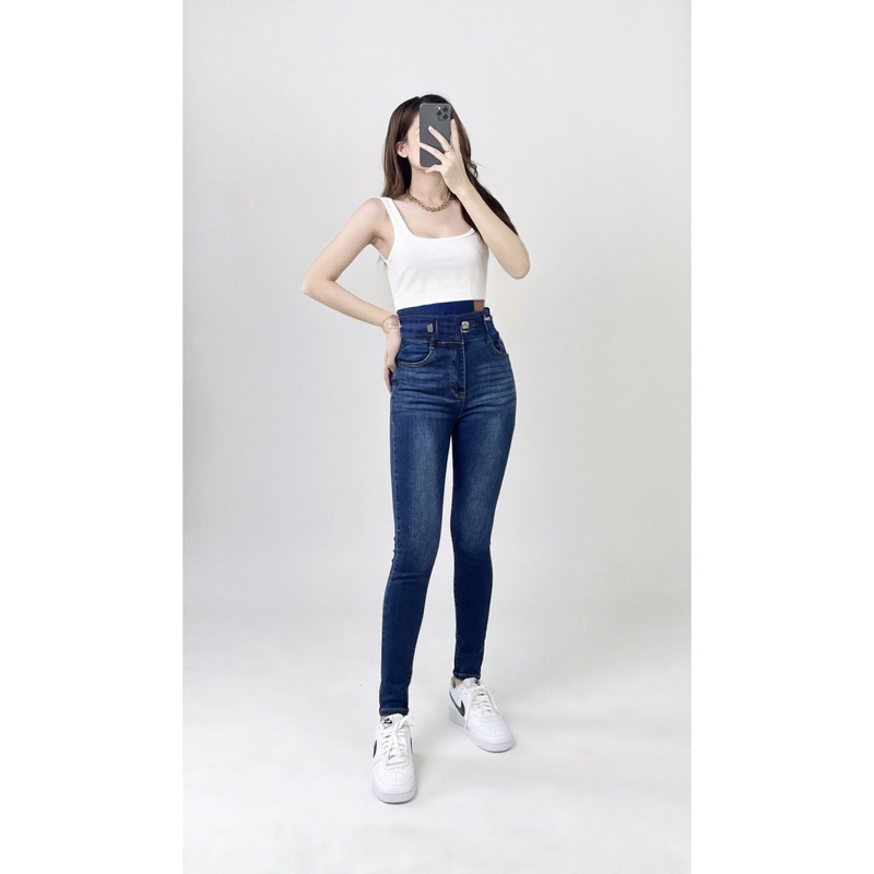 Quần jean nữ quần bò nữ co giãn cạp cao form dài skinny jeans  NP0