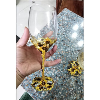 Bộ ly rượu vang dát vàng