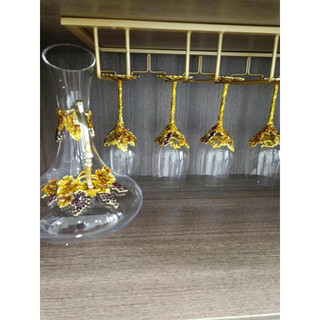 Bộ ly rượu vang dát vàng
