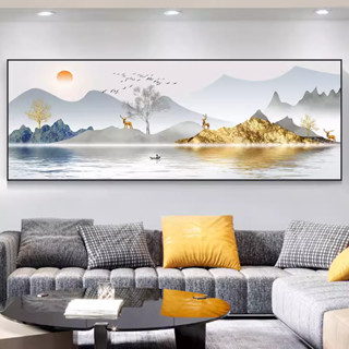 Tranh Treo Tường Phòng Khách HƯƠU TÀI LỘC - Tranh Tráng Gương Khổ Lớn - Trang Trí Tường -Qùa Tặng Tân Gia