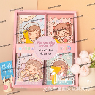 Sticker hình dán hộp 40 quyển sổ lò xo hình dán thay trang phục siêu hót