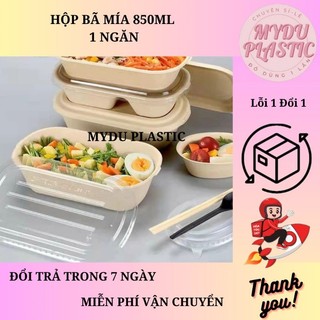 Hộp bã mía 1 ngăn nắp trong 850ml